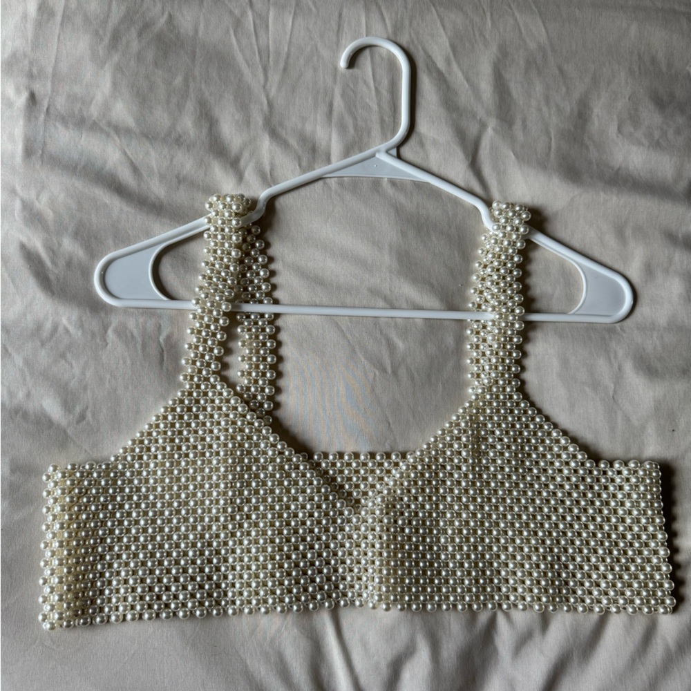 Elegant Pearl Embellished Women's Top